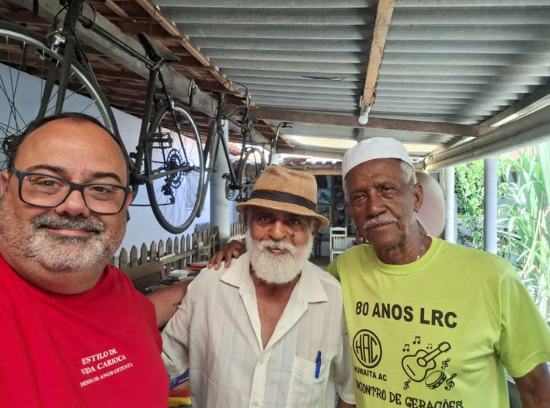 Luis da Saúde com o Luiz Roberto, e o talentoso poeta Jomar no Espaço Cultural Casa do Poeta.